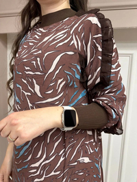 İnvee 6894 Kahve Desenli Elbise