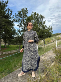 İnvee 6895 Lacivert Leopar Desen Kap