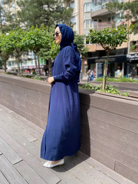 İnvee 6897 Lacivert Düğmeli Kap