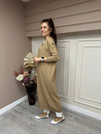 İnvee 6898 Camel Uzun Yusufçuk Triko Hırka