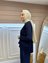 İnvee 6902 Lacivert Kolu Düz Önü Kısa Arkası Uzun Triko