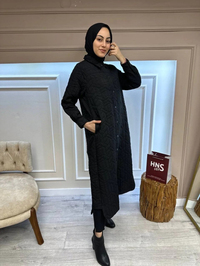 İnvee 6914 Siyah Büyük Şekilli Kapitone Kap