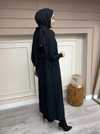 İnvee 6936 Siyah Şerit Detaylı Elbise
