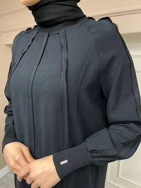 İnvee 6936 Siyah Şerit Detaylı Elbise