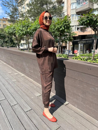 İnvee 6948 Kahve İpek İkili Takım