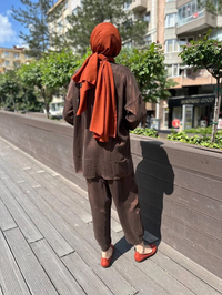 İnvee 6948 Kahve İpek İkili Takım