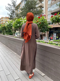 İnvee 6958 Kahve Beli Bağlamalı Elbise