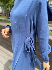 İnvee 6958 Sax Beli Bağlamalı Elbise