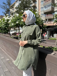 İnvee 6959 Haki Cep Detaylı Tensel Gömlek