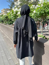 İnvee 6959 Siyah Cep Detaylı Tensel Gömlek