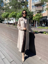İnvee 6981 Bej Modal Çıtçıtlı Kap