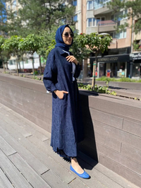 İnvee 6981 Lacivert Modal Çıtçıtlı Kap