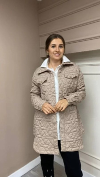 İnvee 8827 Bej Kısa Çıtçıtlı Mont
