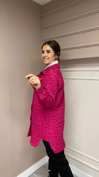 İnvee 8827 Fuşya Kısa Çıtçıtlı Mont