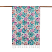 İpekevi 07798 Pembe Lotus Desenli İpek Şal