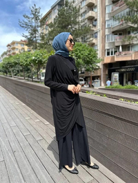Kahma 24Y12059 Siyah Buzi Kumaş Takım