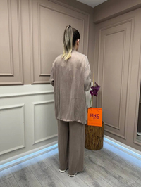 Lisa Exclusive 5031 Bej Yakası Taş Detaylı Takım