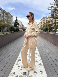 Lisa Exclusive 5049 Bej Kolu Büzgülü Takım