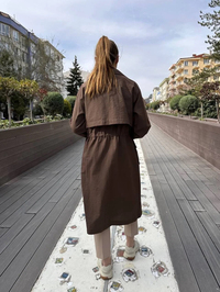 Lisa Exclusive 5055 Kahve Taş İşlemeli Trenç