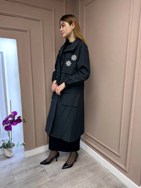 Lisa Exclusive 5055 Siyah Taş İşlemeli Trenç
