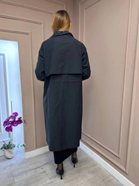 Lisa Exclusive 5055 Siyah Taş İşlemeli Trenç