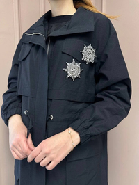 Lisa Exclusive 5055 Siyah Taş İşlemeli Trenç