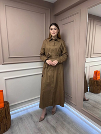 Lisa Exclusive 5081 Kahve Gömlek Elbise