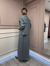 Lisa Exclusive 5096 Gri Ceketli Elbise