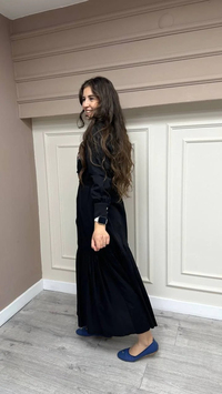 Lisa Exclusive AE0008 Siyah Kelebek Nakışlı Elbise