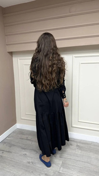 Lisa Exclusive AE0008 Siyah Kelebek Nakışlı Elbise