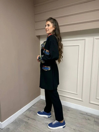 Lisa Exclusive AE0013 Siyah Brokar Dik Yaka Takım