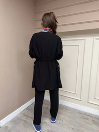Lisa Exclusive AE0013 Siyah Brokar Dik Yaka Takım