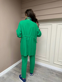 Lisa Exclusive AE0013 Yeşil Brokar Dik Yaka Takım