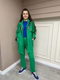 Lisa Exclusive AE0013 Yeşil Brokar Dik Yaka Takım
