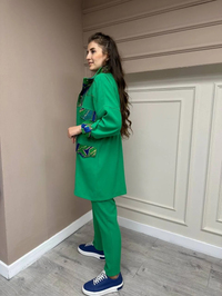 Lisa Exclusive AE0013 Yeşil Brokar Dik Yaka Takım