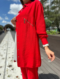 Lisa Exclusive AE0029 Kırmızı Keten Takım