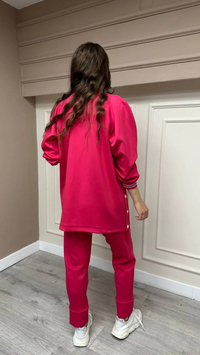 Lisa Exclusive AE0038 Pembe Kol Nakışlı Eşofman Takım