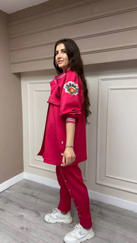 Lisa Exclusive AE0038 Pembe Kol Nakışlı Eşofman Takım