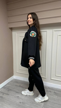 Lisa Exclusive AE0038 Siyah Kol Nakışlı Eşofman Takım