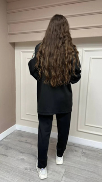 Lisa Exclusive AE0038 Siyah Kol Nakışlı Eşofman Takım