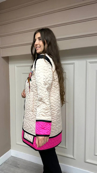 Lisa Exclusive AE0045 Bej Kuş Nakışlı Bomber Ceket
