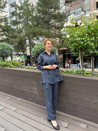 Lisa Exclusive AE0065 Füme İpek İkili Takım