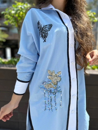 Lisa Exclusive SY107 Lora Buz Mavi Gömlek Tunik