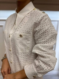 Lisa Exclusive SY110 Ekru Hazeran Brode Gömlek