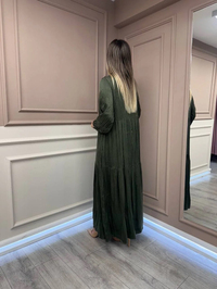 Lissmore 5793 Haki Yaka Detaylı Elbise