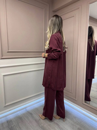 Lissmore 5919 Bordo Kol Detaylı Takım