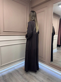 Lissmore 6023 Kahverengi Yaka Detaylı Elbise