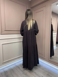 Lissmore 6023 Kahverengi Yaka Detaylı Elbise