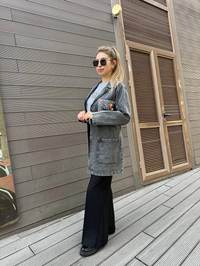 Magazin 7222 Gri Yaka Detaylı Kot Ceket