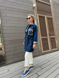 Magazin 7222 Lacivert Yaka Detaylı Kot Ceket